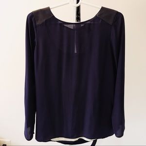 Club Monaco Leather Accent Blouse